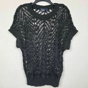 Daytrip Black Open Knit Short Sleeve Sweater Top S